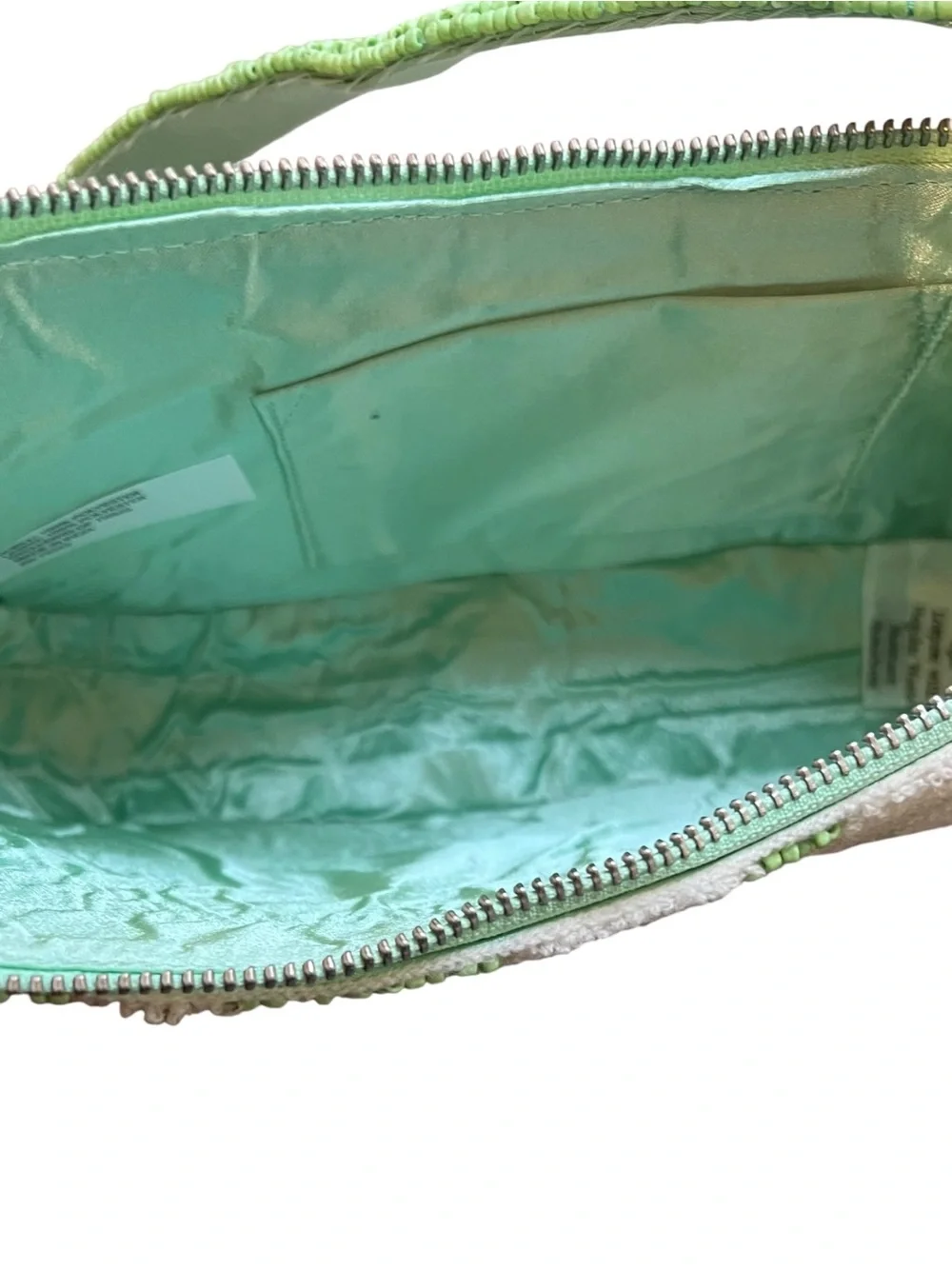 India Handcrafted Lime Green Beaded Shoulder Bag Abstract Swirl